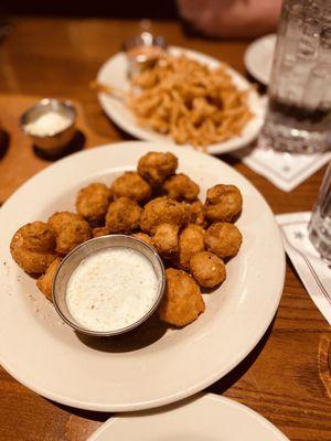 Fried mushrooms and onions.