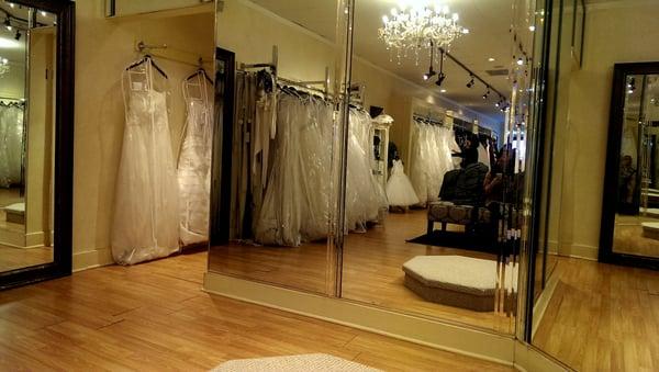 The area where the bride tries on dresses is well thought out with a ton of mirrors