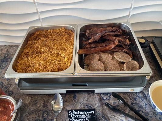 HashBrown Casserole, Bacon and Sausage Patties