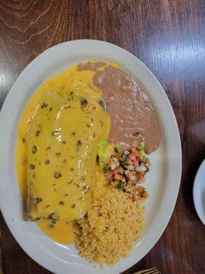 Chicken Burrito Lunch Plate.