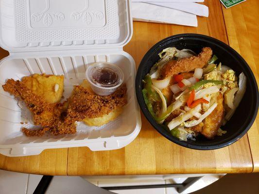 Katsu don and soft shell crab.