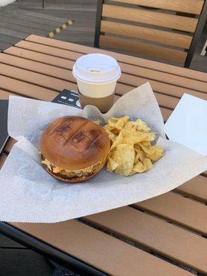 Hazelnut Latte and Stand Alone Sandwich