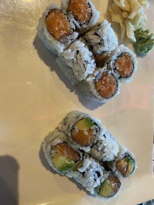 Spicy Salmon roll, Alaskan roll