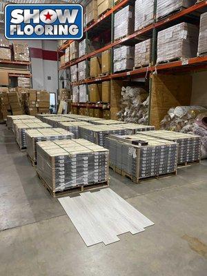 Lots of vinyl plank flooring in stock