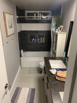 This is my bathroom after GK finished- and they did all the work plumbing to tile and paint-