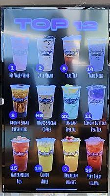 Top 12 drinks Menu