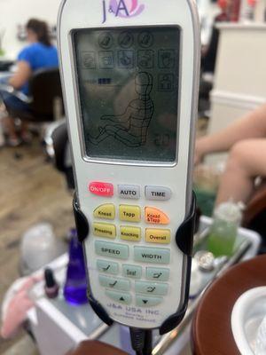 Massage chair controls