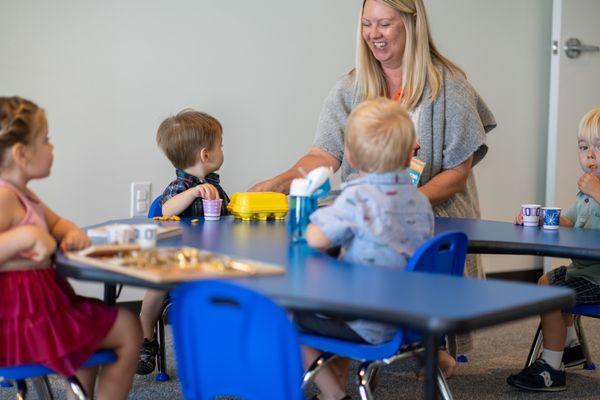 Crayons, goldfish crackers, and smiles!