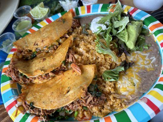 Birria Tacos , delicious but a little floppy. Other Birria seems to have more crispy shells. Still delicious.