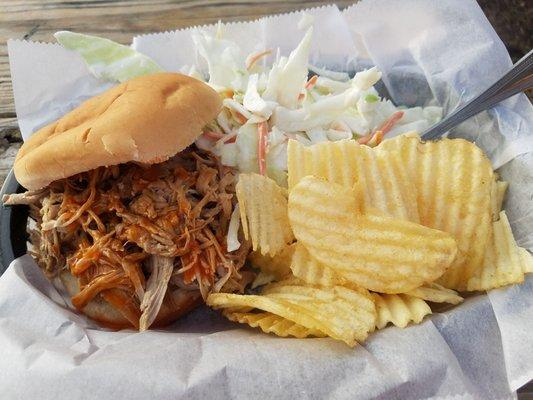 $3: BBQ, chips, and slaw