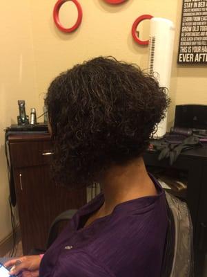 Curly stacked bob