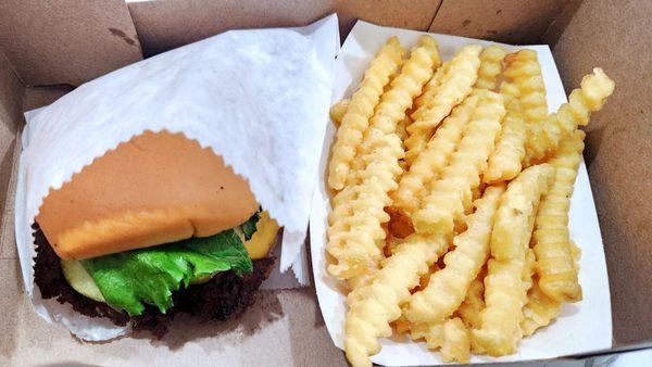 ShackBurger, $6.99 & Fries, $3.99. Burger wasn't bad, and the fries were ok.