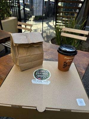 Enjoying breakfast in the outside seating area