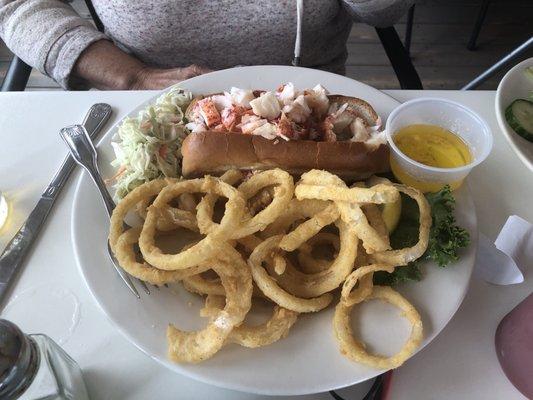 Generous lobster roll and fantastic onion rings