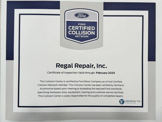 Ford Certified and Approved Collision Repair Center