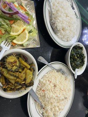 Karela with potato and palak