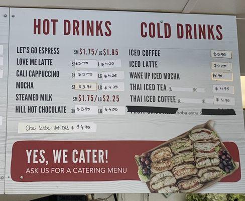 Hot and Cold Drinks Menu