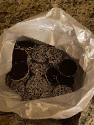 Dark chocolate snow wafers