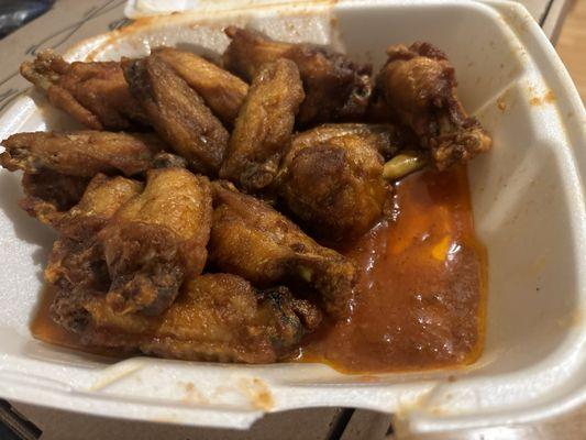 "Buffalo" wings, except instead of buffalo sauce it was all grease and no sauce