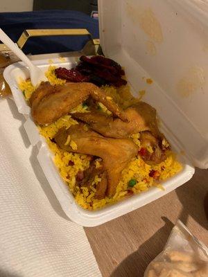 Chicken wings and house special fried rice