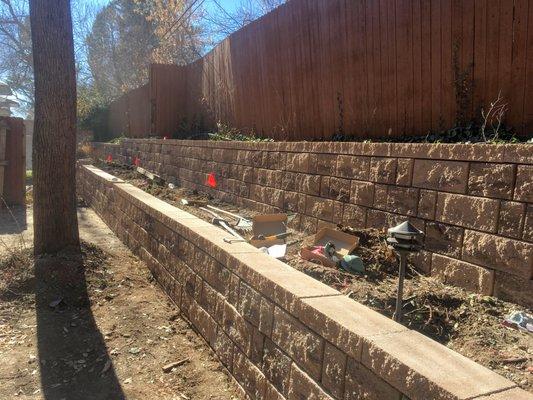 Large 2 tier retaining wall build