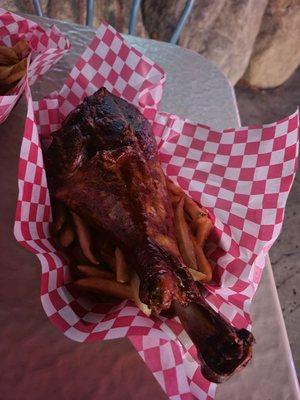 Turkey leg with fries