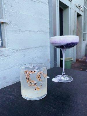 Sake and ube cocktails