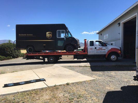 Towing a truck for UPS, one of many!