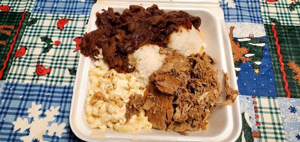 Half Half BBQ Beef, Kalua Pork Combination Plate