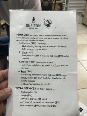 Price menu