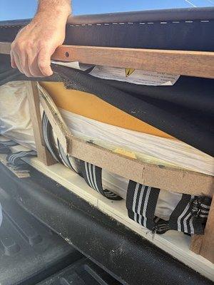 Broken Couch management refused to refund my son for. It wasn't seen until after loading it into our truck at the thrift store. Read Review.