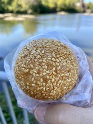 Sesame Ball!  SUPER delish w/a (non typical, in a great way) red bean filling : )