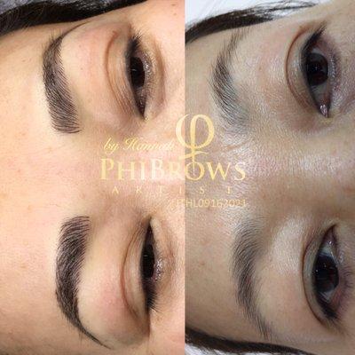 Before and after microblading.