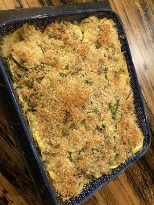 Summer squash, poblano and hatch green chile casserole