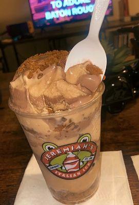 Medium Gelati- Layered With Chocolate Ice Cream, Cookie Butter Italian Ice, & Biscoff Cookie Butter Crumbles