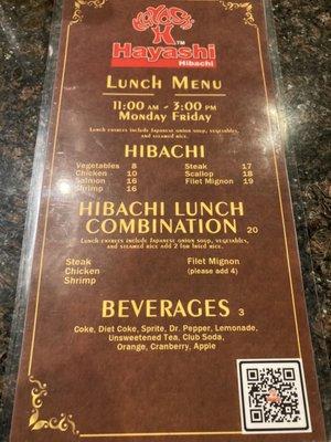 Lunch menu