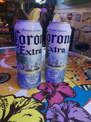 Corona tall cans. Sooo ice cold! Yum