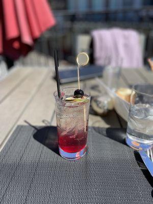 Refreshing mocktail, on the balcony.