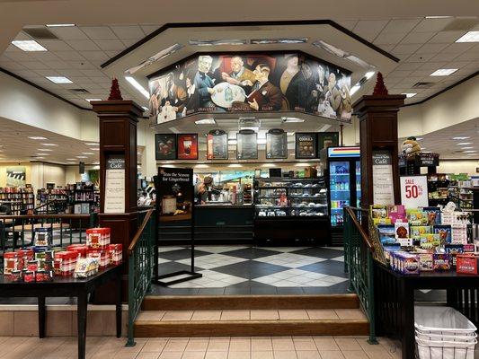 View of the cafe in the middle of the store.