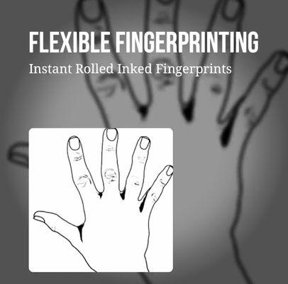 INSTANT ROLLED INKED FINGERPRINTS. OPEN UNTIL 8PM WEEKDAYS AND 6PM SATURDAYS. WE PRINT ON ANY FORMS OR DOCUMENTS.