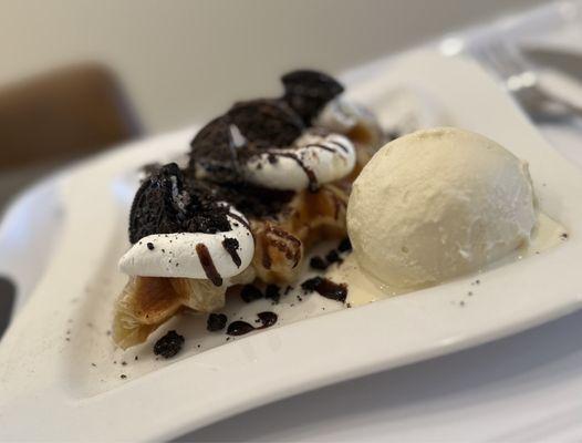 Oreo croissant waffle ice cream