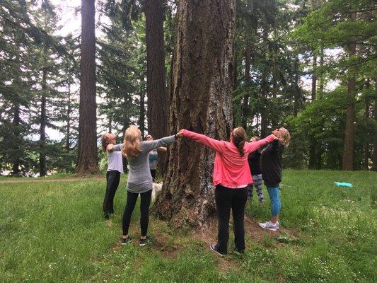 Offering gratitude at Mt Tabor after a magical yoga hike.