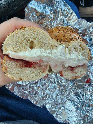 Everything Bagel with Cream Cheese & Jelly (Inside)