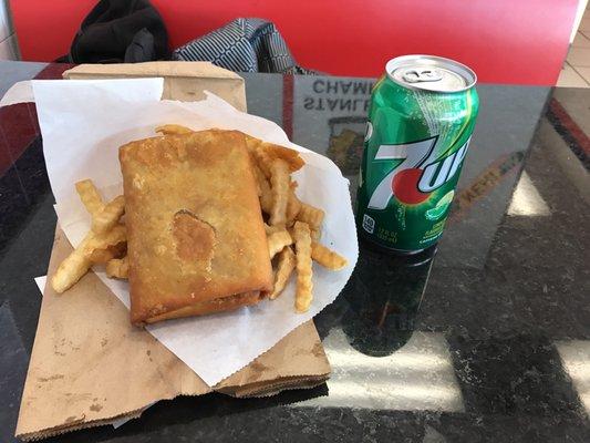 Pizza puff and fries