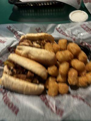 Chicken Philly and Tots