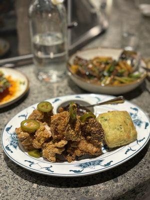 Salt & Pepper Chicken with Scallion Biscuits