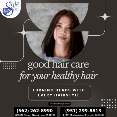 Good hair starts with great care! ‍ Book your appointment today at #StyleInBeautySalonInc and treat your hair to the care it deserves.