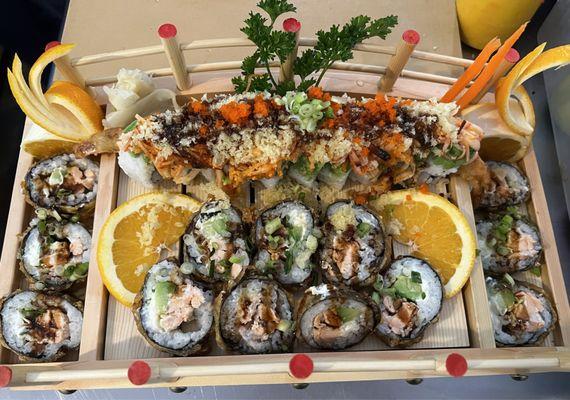 Dragon Ball Roll and Japanese Bagel Tempura Roll