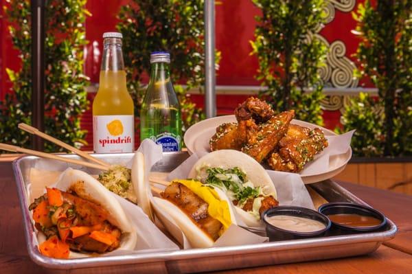 Steamed Buns and Wings with our Artisan Soda