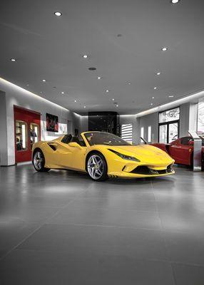 Ferrari F8 Spider shown in the Miller Motorcars Ferrari showroom